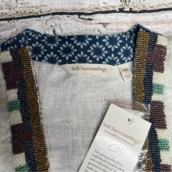 Soft Surroundings Open Front Beaded Kimono Jacket Size S/M - Picture 2 of 11